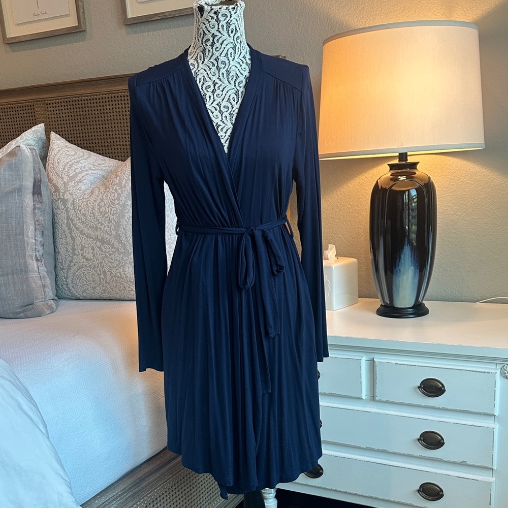 A Pea In The Pod Belted Maternity Robe In Navy